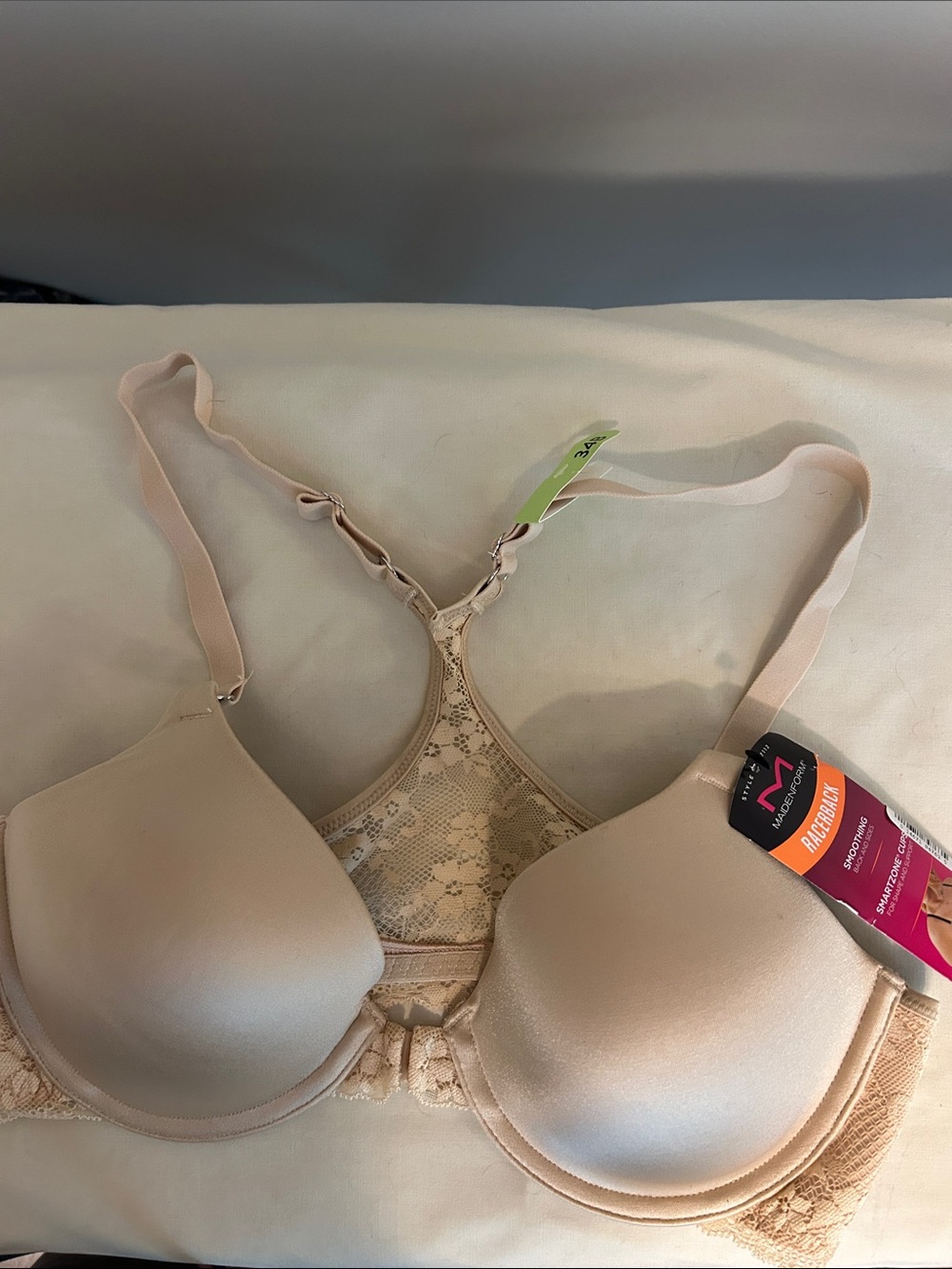 Maidenform Beige Lace Racerback T-Shirt Bra